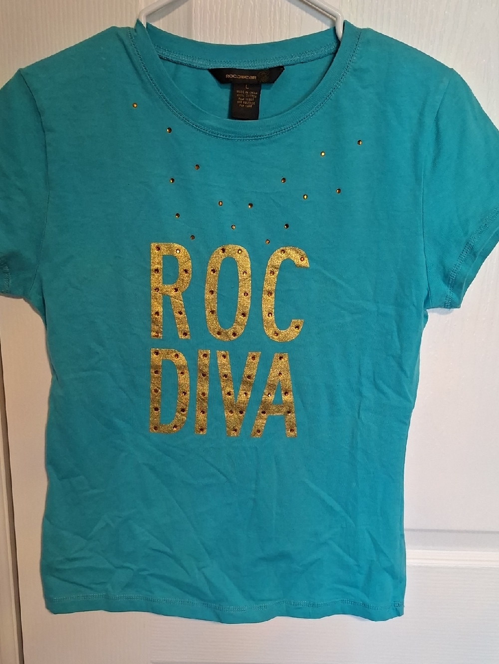 Rocawear Teal Short-Sleeve Tee with Gold Glitter "ROC DIVA"